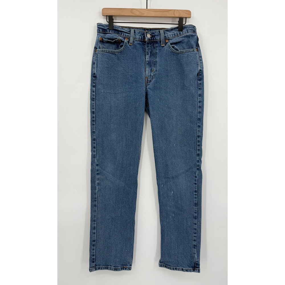 Levis 514 Jeans Mens 32x32 Blue Straight Leg Distressed Denim Pants - Picture 2 of 11